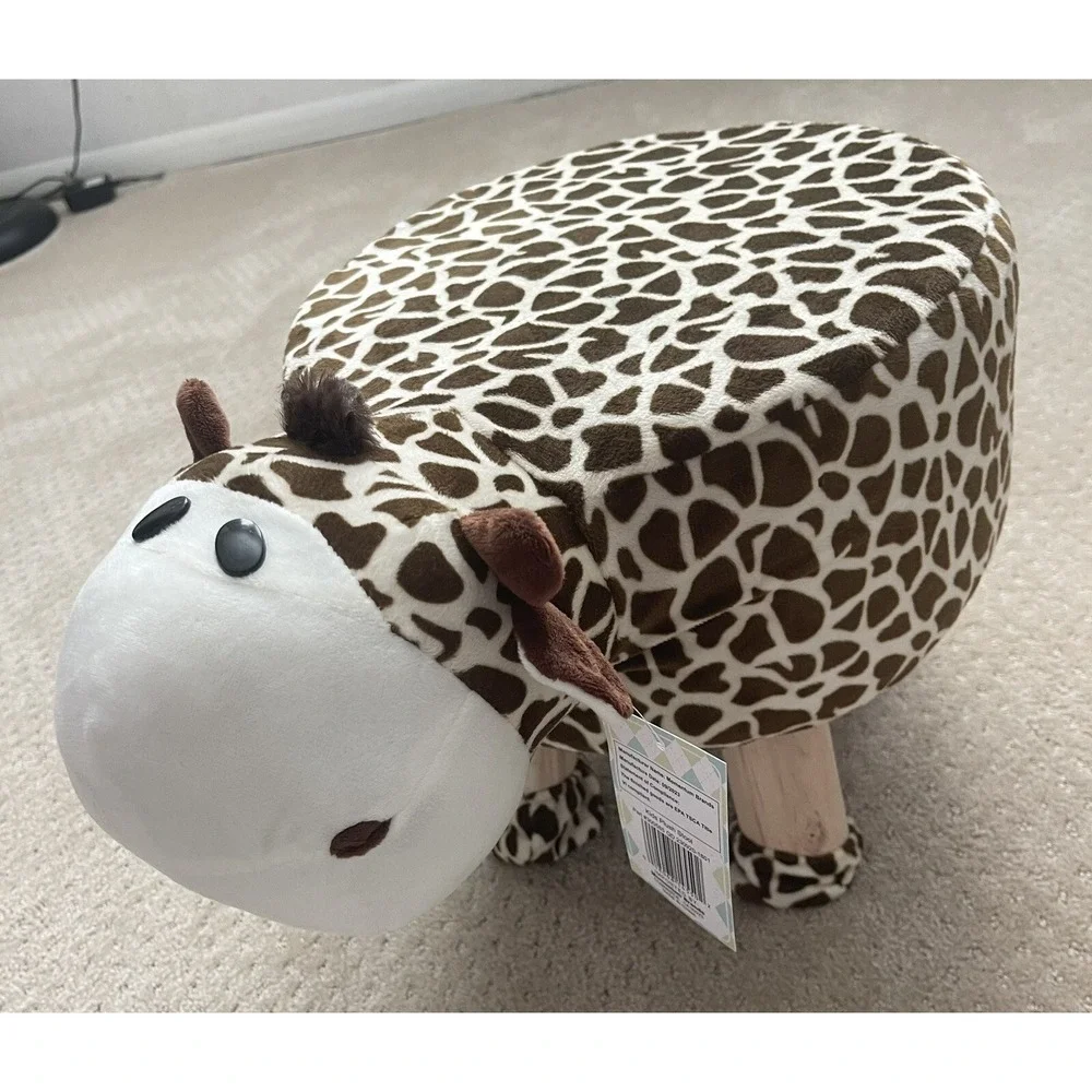GIRAFFE 3D Padded Soft Animal Shape Brown Child Kids Seat Foot Stool (NWT)
